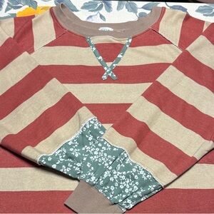 BKE Red and Beige Striped Top